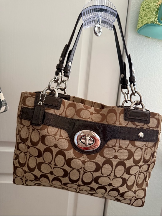 Coach Handbags - Coach Signature Canvas Shoulder Bag in Brown. Matching Coach wallet